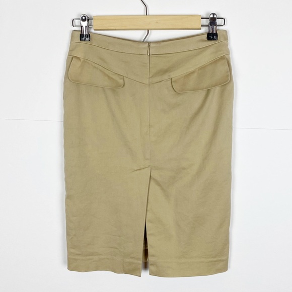 Bebe Pencil Skirt Size 0 Tan Pockets Stretch - Picture 2 of 6